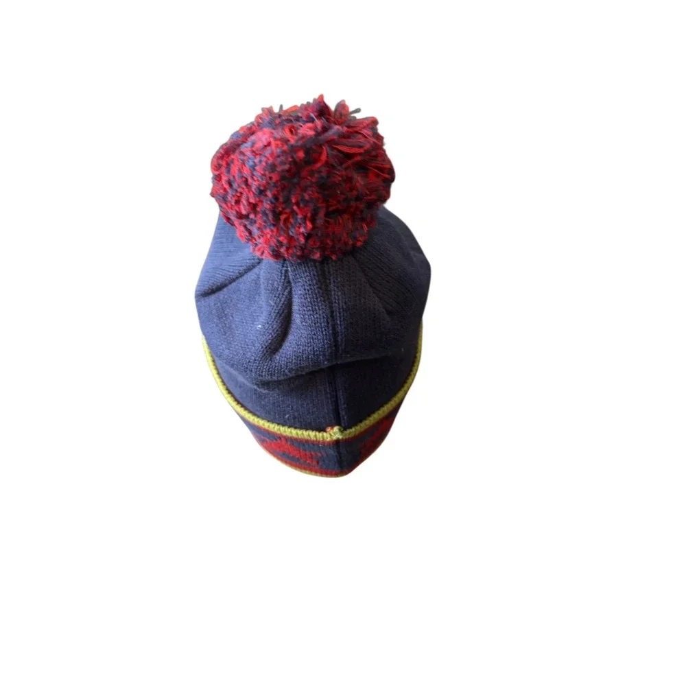 Company Kids Star Knit Beanie‎ OS – Blue Red Pom Pom Winter Hat